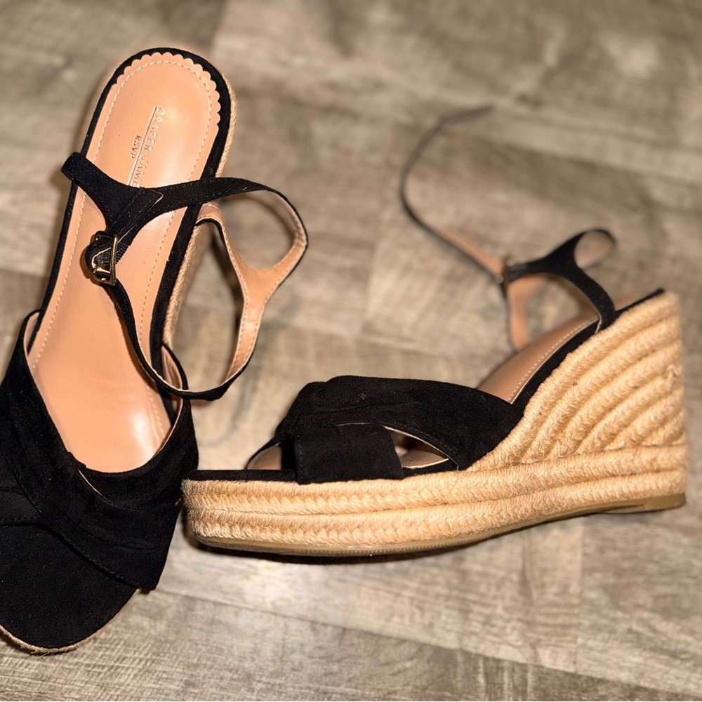 Black Espadrille Wedge Sandals